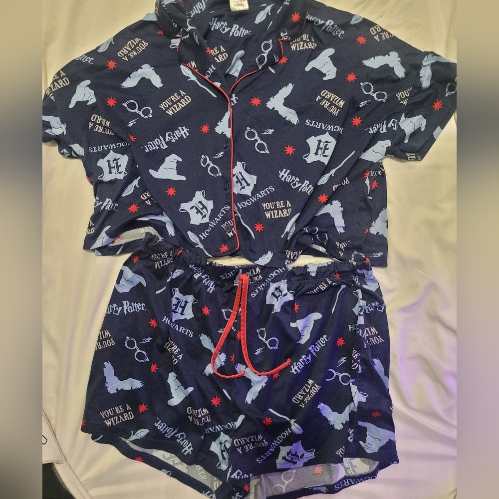 Harry Potter Navy Short Pajama Set with Red Trim